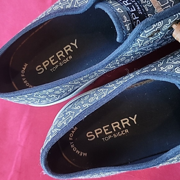 SPERRY womens CREST sz7 lace up RARE ANCHORS sneaker nautical boat shoe … - Picture 7 of 10